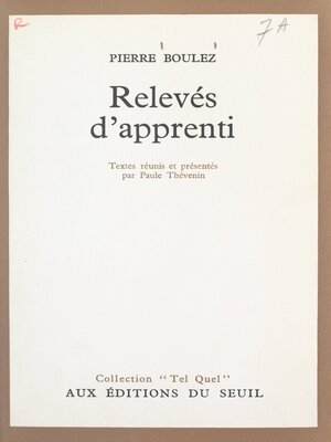 cover image of Relevés d'apprenti